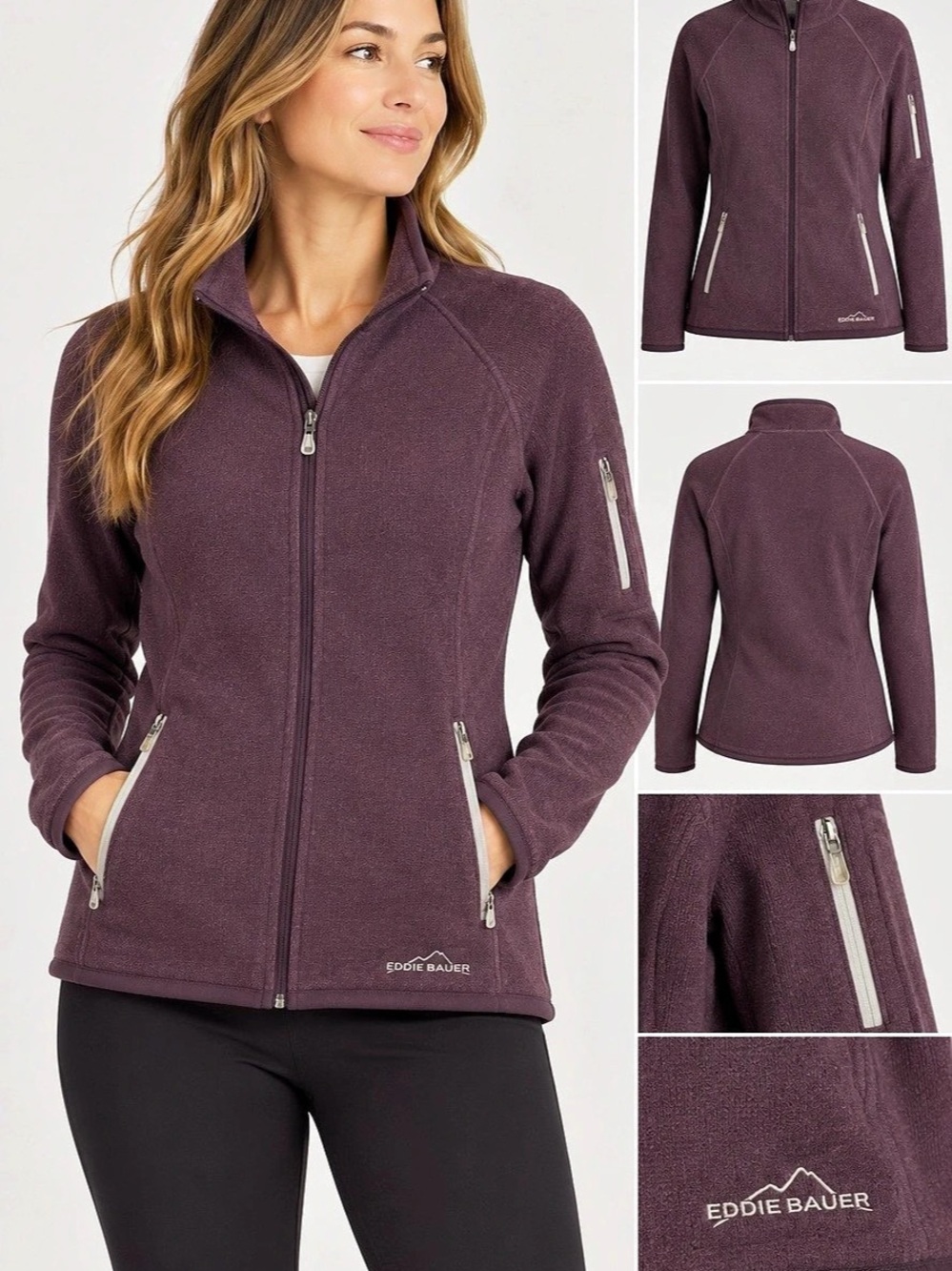 Eddie Bauer Women's Full-Zip Fleece Jacket Purple large